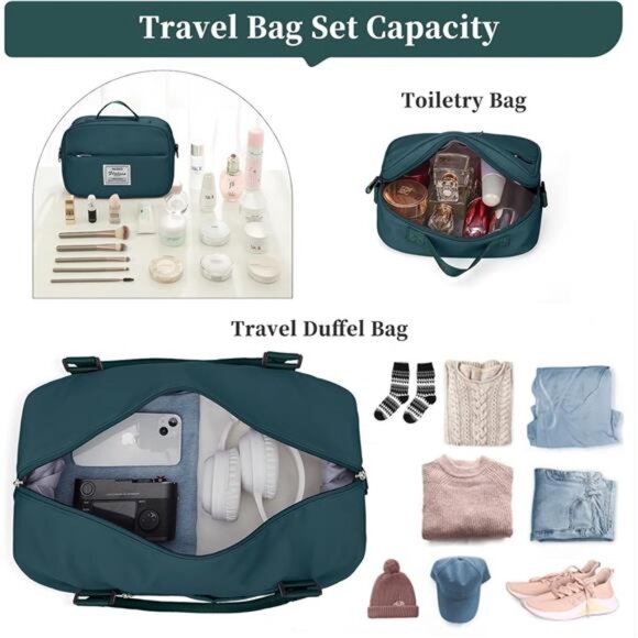 Weekender Bags for Women,Personal Item Travel Bag with Shoes Compartment - Picture 2 of 8